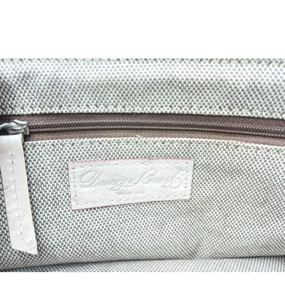 Dooney & Bourke Butter Yellow Ostrich-Embossed Satchel with lilac dots